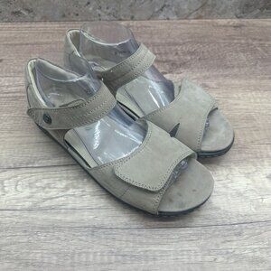 Waldlaufer Sandals Womens Size 9 Light Taupe Nubuck Leather Hilena Ankle Strap